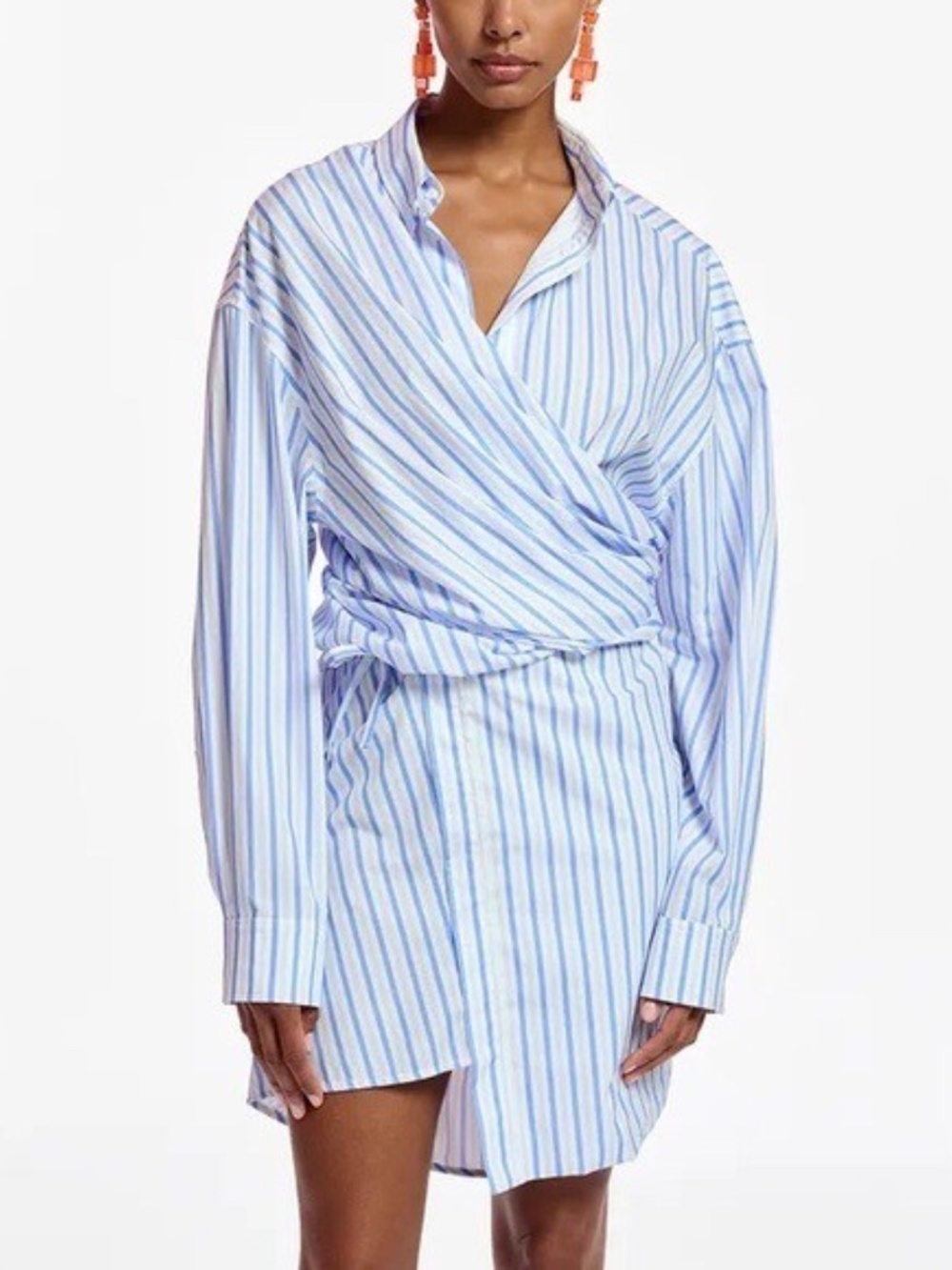 NWT Essentiel Antwerp Stripe Cotton Mini Asymmetric Dress - Size 6
